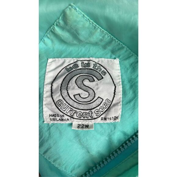 BE IN THE CURRENT SEEN Vintage 1980s Teal Purple Nylon WindBreaker Jacket SZ 22 - Picture 11 of 14